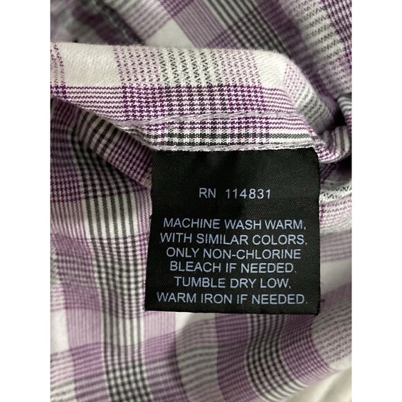 Nicole Miller Men’s XXL Purple Plaid Button Up Shirt Long Sleeve Preppy - Picture 7 of 9